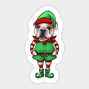 Bulldog Christmas Elf Sticker